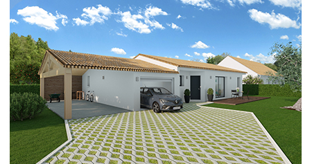 Bretx terrain de 733 m2 avec villa de 110 m2 T4 et garage