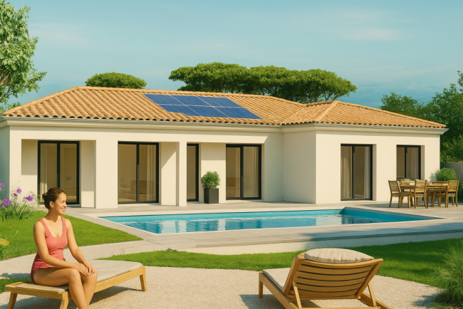 Maison plain-pied contemporaine de 120 m² à Dieupentale sur terrain viabilisé de 476 m², proche écoles et commodités