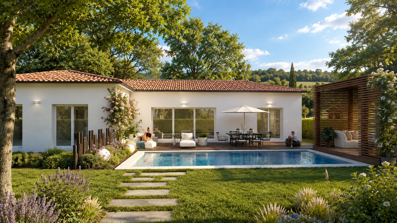 VILLA MODERNE PLAIN PIED EN L PUYDANIEL 31190