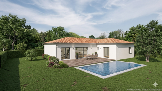Maison neuve traditionnelle en L 100 m² à Fontenilles (31470) : terrain 678 m² en centre-ville proche écoles