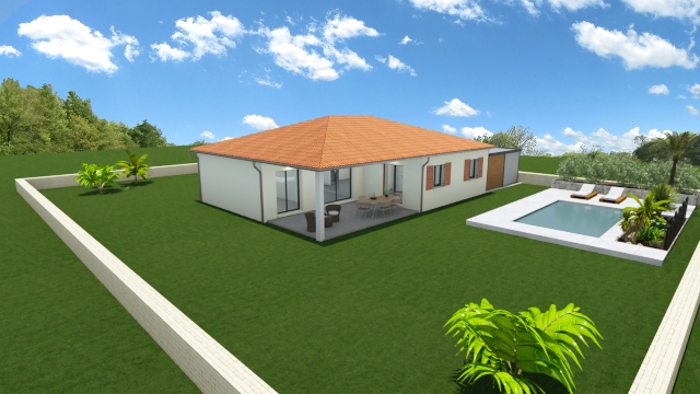 Montaigut sur Save sur terrain de 811 m2 villa plein pied de 120 m2 Habitable