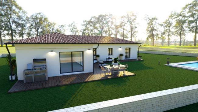 villa de 120 m2 plein pied en L sur terrain de 715 m2