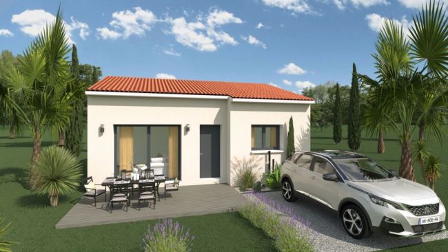 Maison plain-pied 69 m² à construire à Cruscades sur terrain viabilisé 399 m², proche commodités et écoles