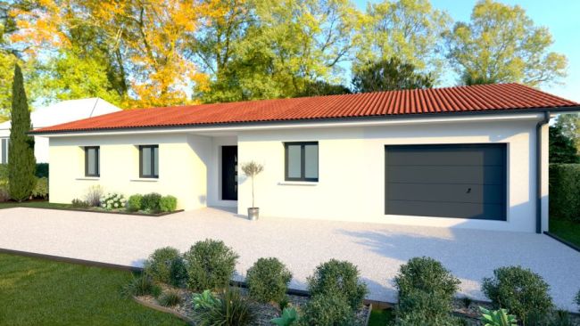 Centre de Nailloux, projet de construction maison 98 m² avec garage de 24 m² vue Pyrénées