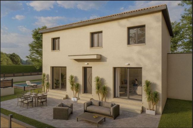 Maison contemporaine 120 m² à bâtir avec garage à Vacquiers sur terrain viabilisé de 827 m²