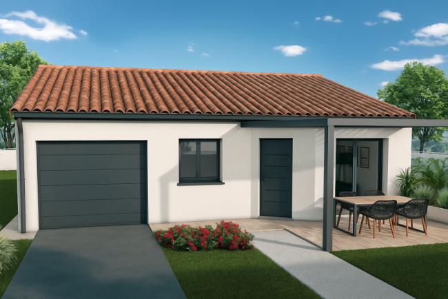 Maison neuve plain-pied à Ginestas sur terrain viabilisé de 400 m² – 3 chambres, garage