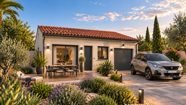 Maison contemporaine de plain-pied de 71 m² avec garage –Terrain de 300 m²