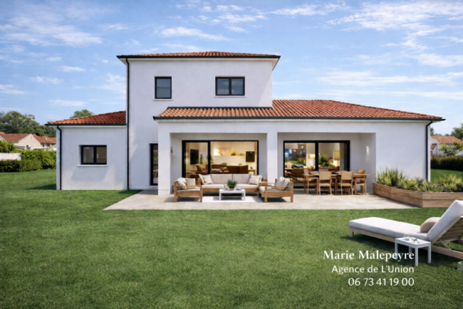 À bâtir à Fronton : maison moderne 120 m² sur grand terrain proche écoles et transports