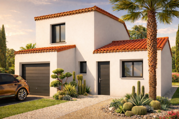 Maison contemporaine 90 m² à Palau-del-Vidre avec garage – terrain viabilisé de 494 m² proche écoles et commodités