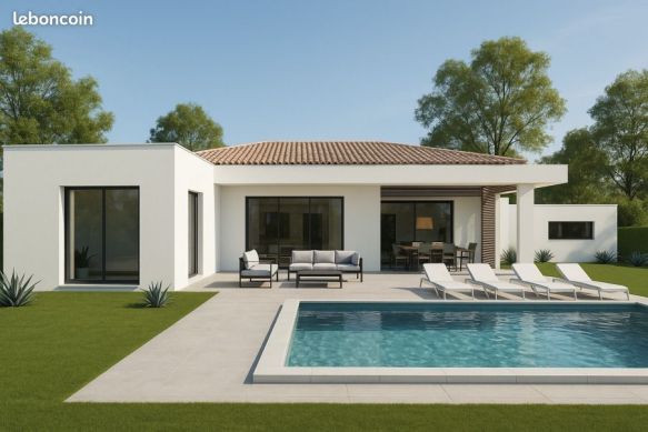 Maison Contemporaire 100 m² avec terrain viabilisé de 740 m² à Bizanet (11200) – 3 chambres, garage