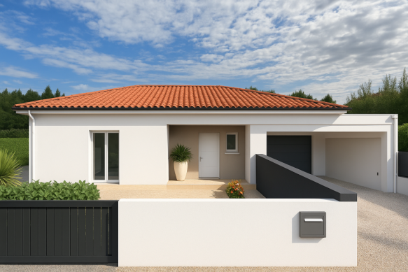 Maison neuve de 95 m² avec 3 chambres et garage sur terrain viabilisé de 604 m² à Narbonne (11100)