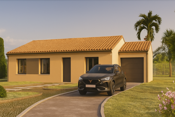 Maison contemporaine 100 m² à construire à Bonrepos-sur-Aussonnelle – Plain-pied avec suite parentale sur terrain viabilisé de 581 m², proche écoles et commodités