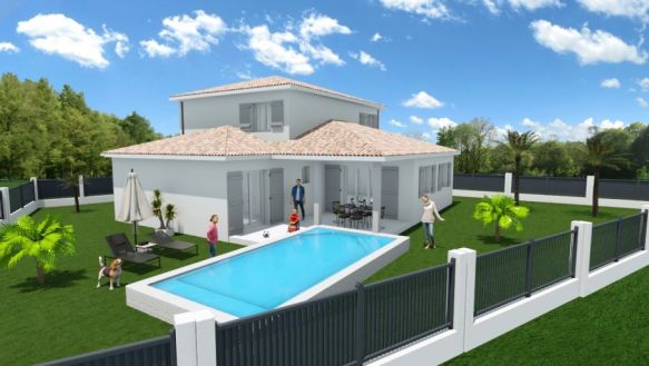 Villa à construire de 141m² 4 chambres + garage + terrasse couverte 34310 Cruzy