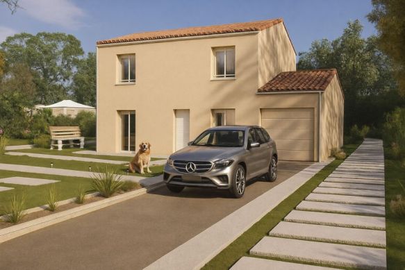 Maison contemporaine 95 m² à étage à Villeneuve-lès-Bouloc sur terrain viabilisé proche écoles et commodités