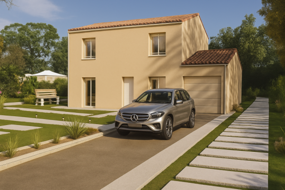 Maison contemporaine à construire à Castelmaurou : 4 chambres, suite parentale et garage sur terrain viabilisé de 525 m², proche écoles et commodités