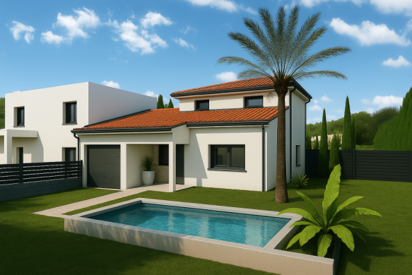 Villa avec demi étage à Villeneuve de la Raho