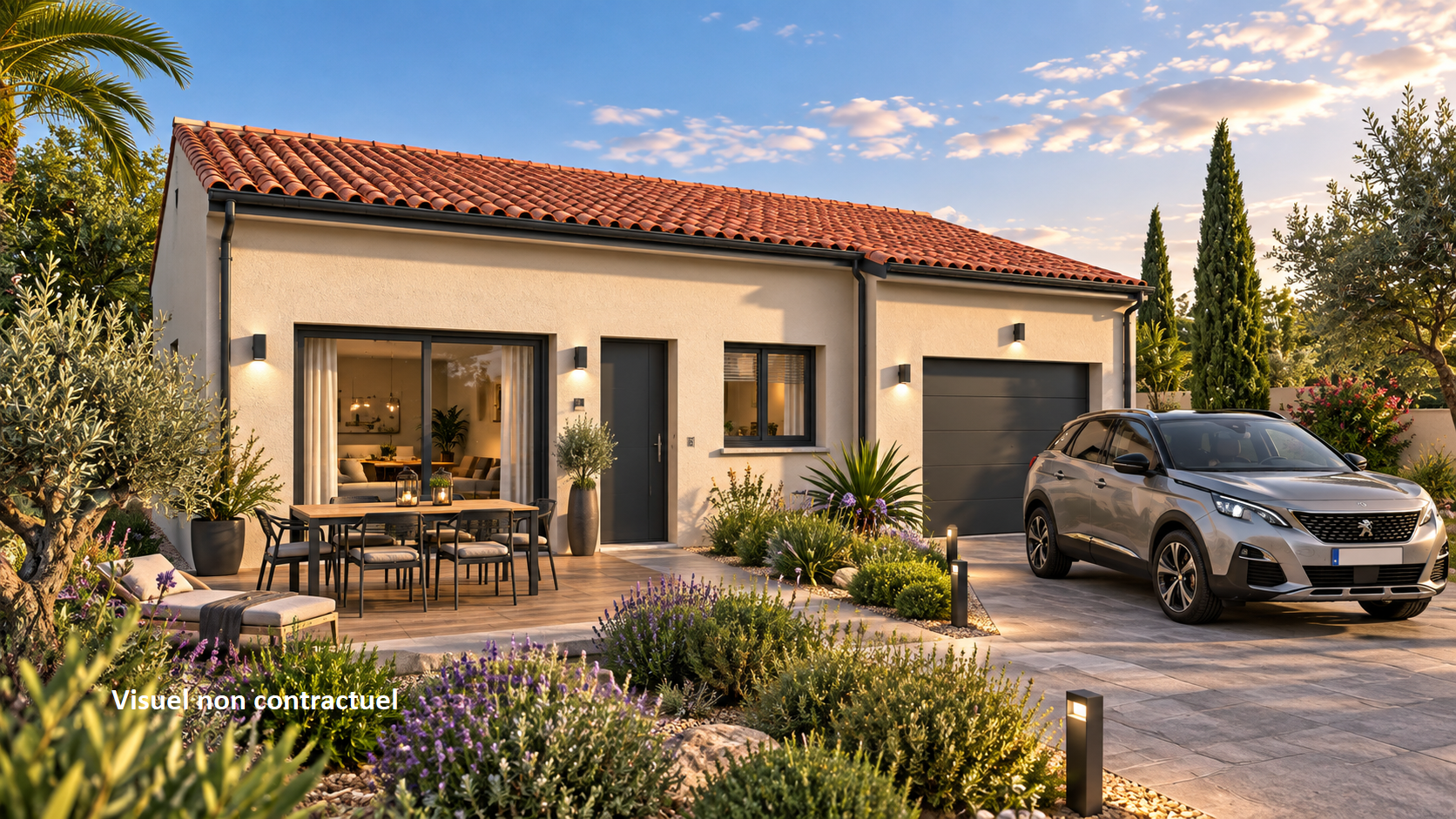 Maison neuve 85 m² avec 3 chambres et garage à Bizanet 11200 sur terrain de 503 m²