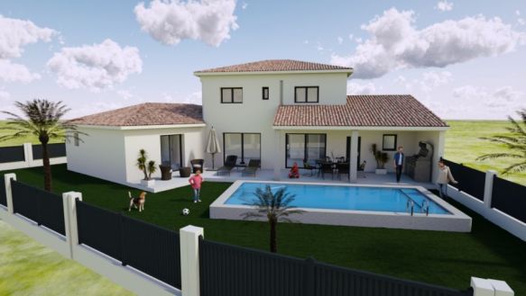 Villa contemporaine de 145m² 4 chambres + garage + terrasse couverte 34290 Montblanc