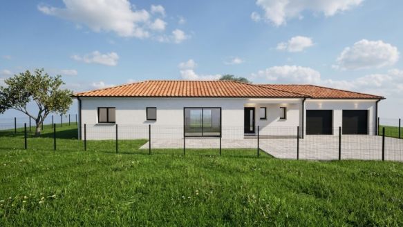 Maison contemporaine de plain-pied de 130 m² avec 4 chambres sur terrain de 900 m² à Clermont-Savès (32600)