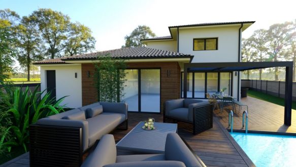 Terrain de plus de 1000 m² + villa contemporaine de 120 m² à Laroque