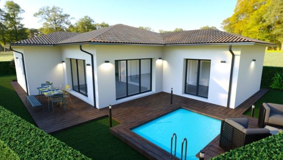 Leguevin  villa 110 m2  de plein pied sur terrain de 638 m2