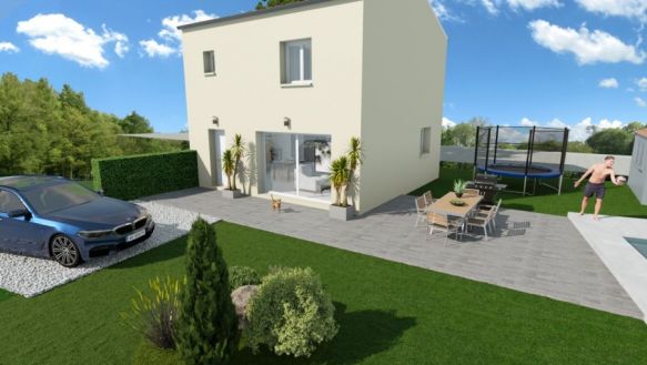 terrain de 400 m2  avec villa de 90 m2 avec garage