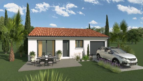 Maison contemporaine neuve 83 m² avec garage sur terrain viabilisé de 300 m²