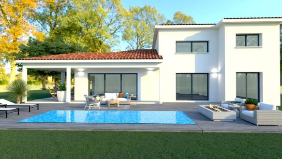 Cornebarrieu villa a etage de  130 m2 avec garage  sur terrain plat de 1097 m2