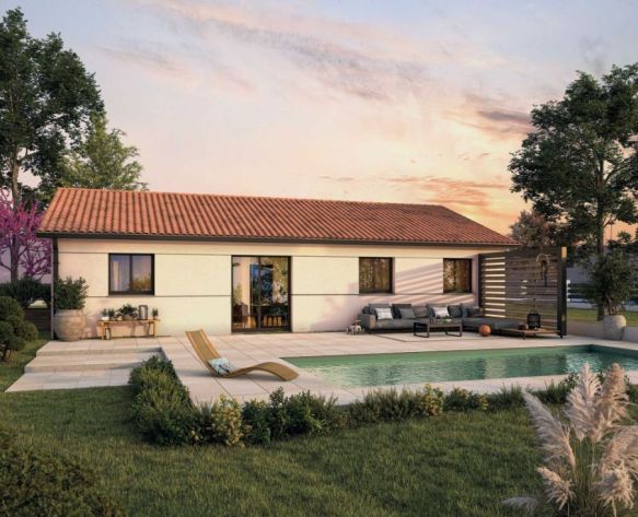 Maison traditionnelle de plain-pied de 130 m² avec garage sur terrain viabilisé de 1 690 m² à Gimont (32200)