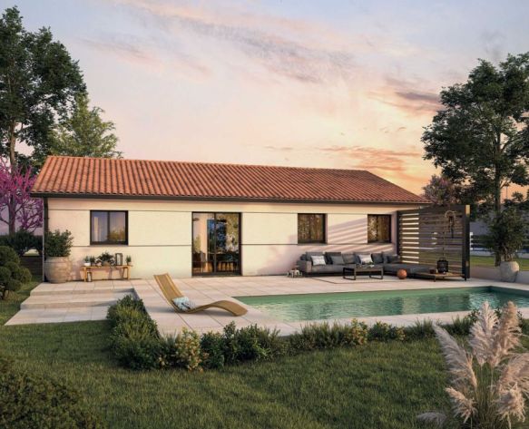 Maison traditionnelle de plain-pied 84 m² avec 3 chambres et garage sur terrain viabilisé de 400 m² à Villeneuve-Minervois (11160)