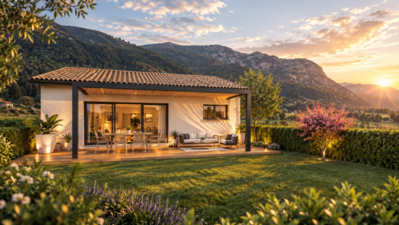 Maison contemporaine neuve de 70 m² avec garage sur terrain viabilisé à Villeneuve-la-Rivière (66610)