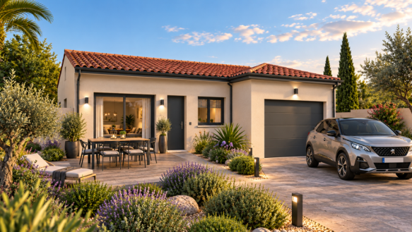 Maison contemporaine neuve de 87 m² avec garage sur terrain de 400 m²