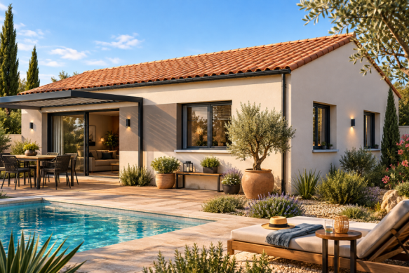 Maison contemporaine neuve de 81 m² avec 2 chambres et terrain de 300 m²