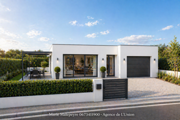 Projet maison + terrain à Villeneuve-lès-Bouloc : Maison de 80 m² moderne avec garage