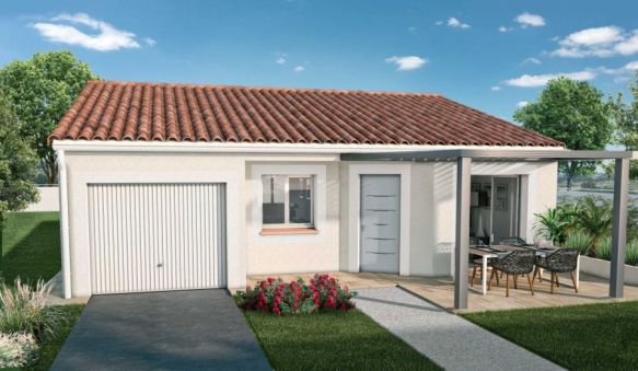 Maison neuve plain-pied 70 m² avec garage sur terrain viabilisé 400 m² à Sainte-Valière, proche commodités et transports