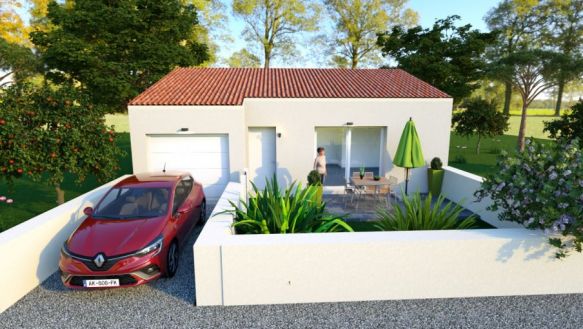 Villa de plain-pied de 70m² 3 chambres + garage 34210 Olonzac