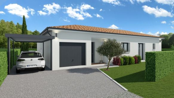 Maison contemporaine plain-pied à Léguevin – 90 m² avec 3 chambres sur terrain viabilisé de 788 m², proche écoles et commodités