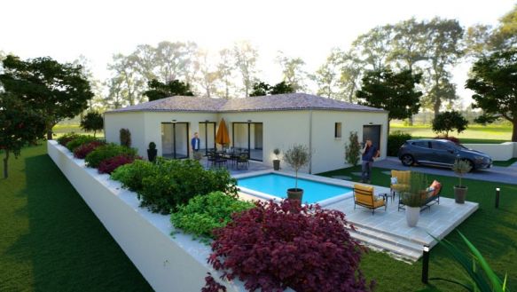 Villa moderne en L de 104m² 3 chambres dont 1 suite parentale + garage 34310 Poilhes