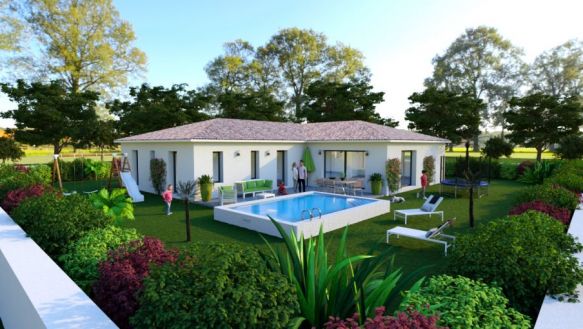 Villa contemporaine de 140m² de plain-pied 3 chambres + garage 34440 Colombiers