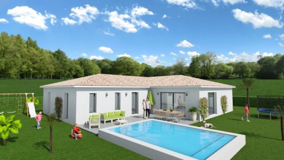 Villa en L de plain-pied de 140m² 3 chambres + garage 34500 Béziers