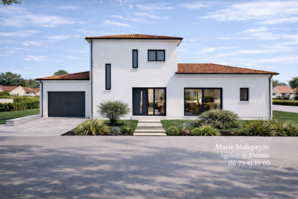 Saint-Jory : maison contemporaine sur mesure avec terrain de 1410 m² au cœur de la ville