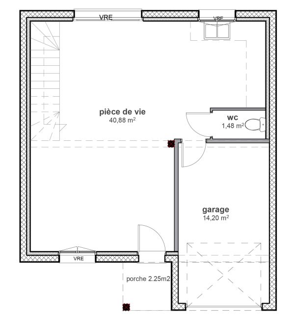 Plan de maison à étage traditionnelle - RDC - Demeures d'Occitanie