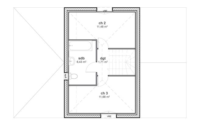 Plan de maison contemporain à étage - Modèle Hibiscus R1 - Demeures d'Occitanie