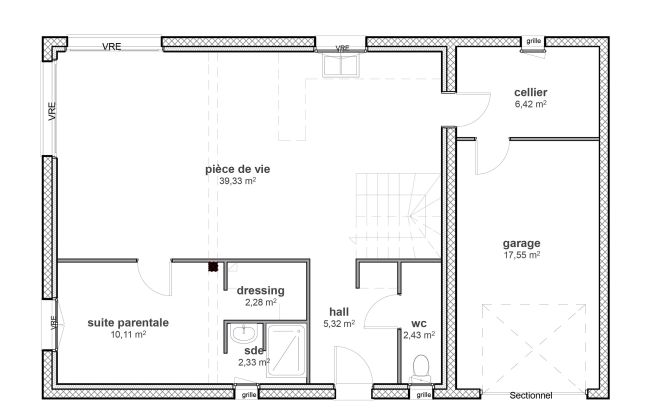 Plan de maison contemporain à étage - Modèle Hibiscus RDC - Demeures d'Occitanie