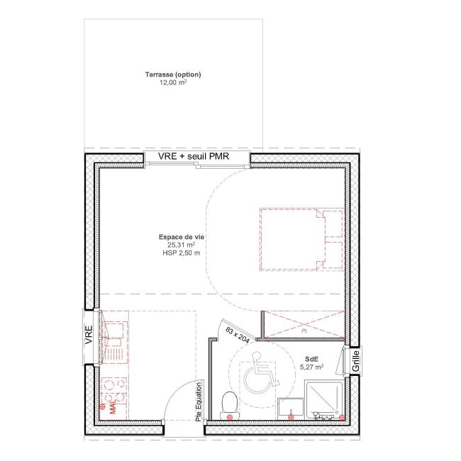 Cocoon 1 - Plan - Studio de jardin 30 m² - Demeures d'Occitanie