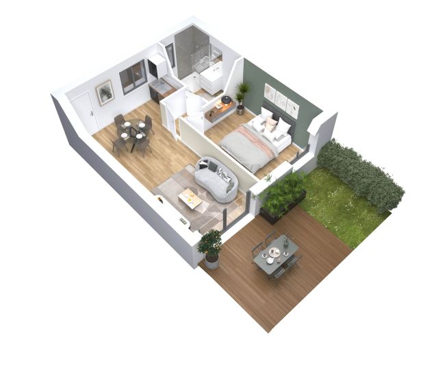 Cocoon 2B - Vue intérieure avec mezzanine - Demeures d'Occitanie