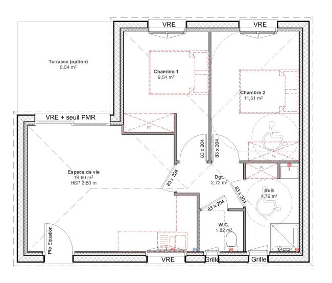 Cocoon 4 - 50 m² - 2 chambres - Plan de Maison de jardin - Demeures d'Occitanie