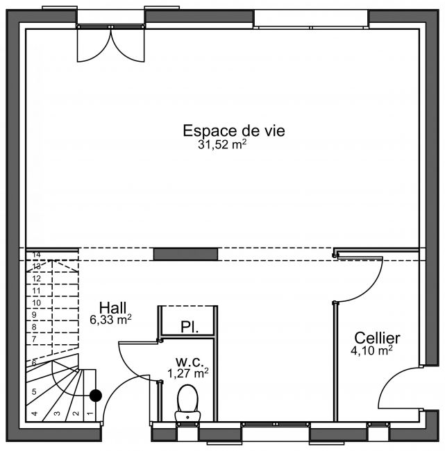 Plan de maison à étage Acacia RDC