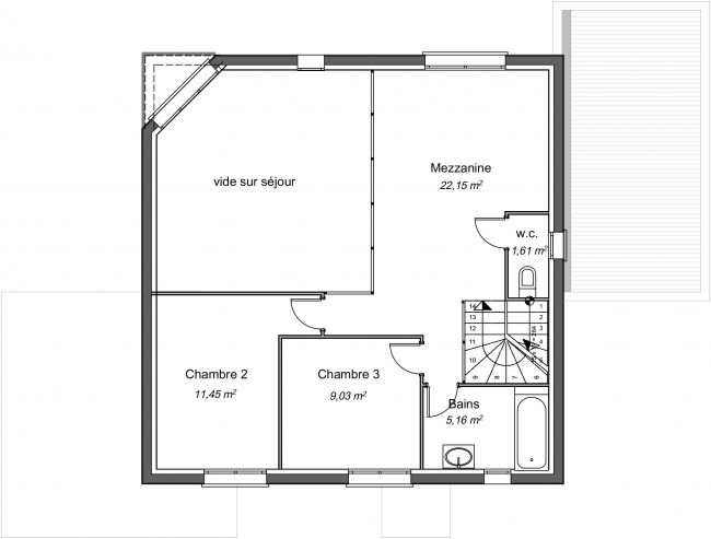Plan de maison contemporaine à étage - Baobab - R1