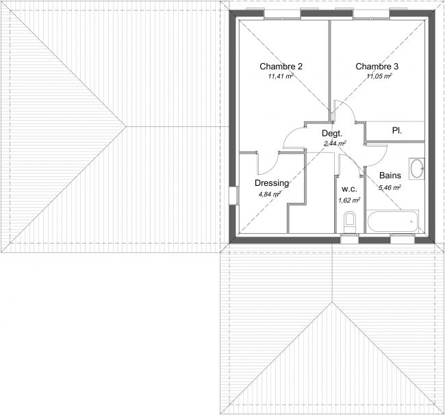 Plan de maison Charme à étage de 116 m² - R1